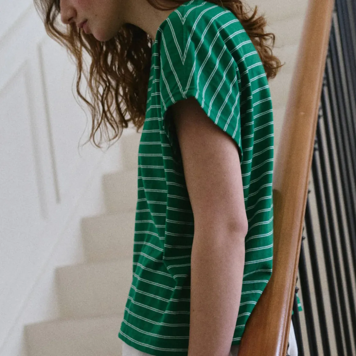 Cherie Tee in Green / White by Le Bon Shoppe