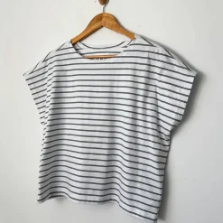 Cherie Tee in White / Navy by Le Bon Shoppe