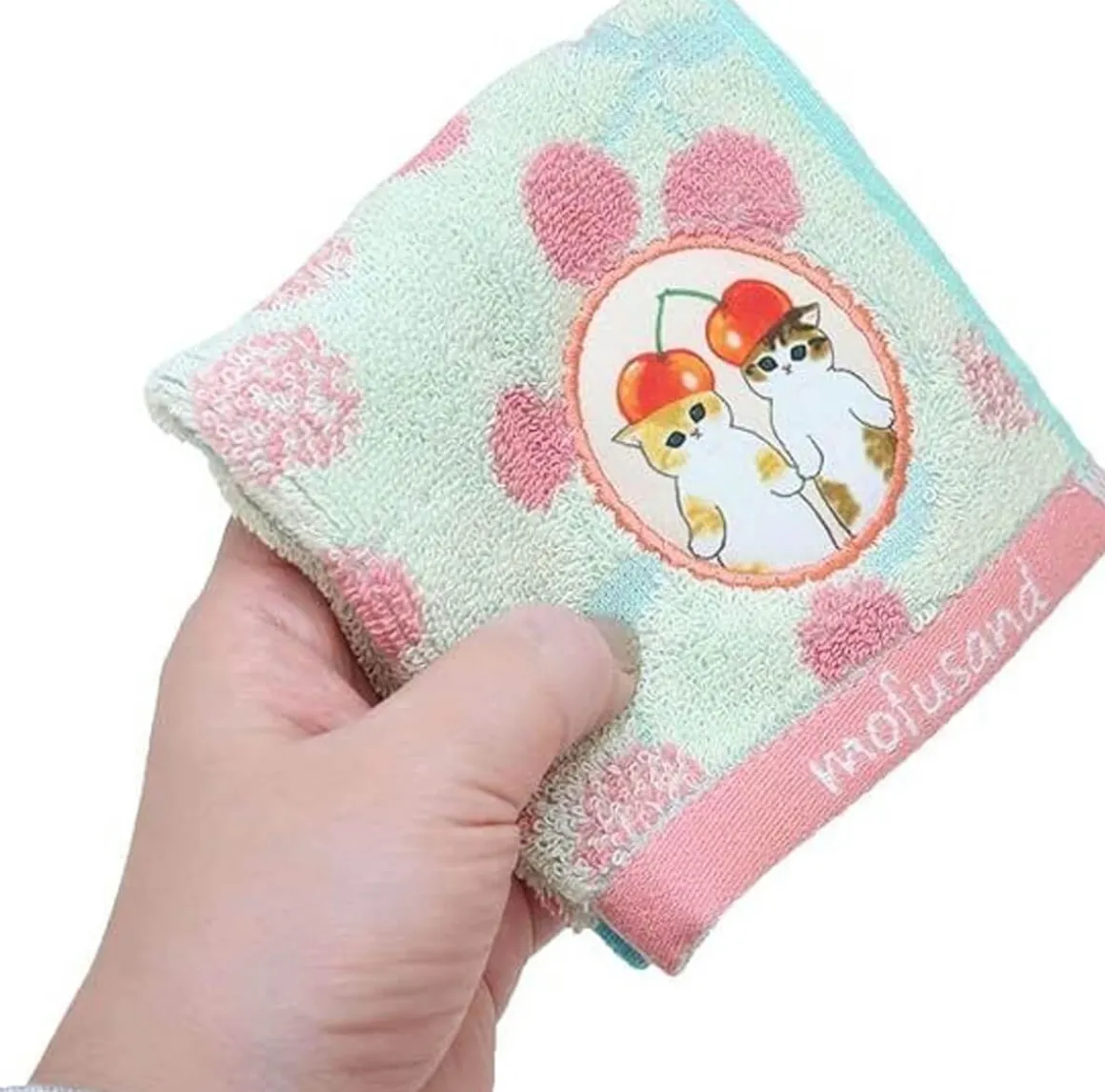 Cherry Nyan Dot Mofusand Mini Hand Towel (25cm) by Marushin Japan