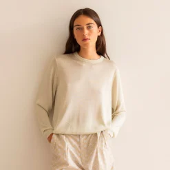 Chloe Shiny Sweater in Off White by The Tiny Big Sister - Last Ones In Stock - EUR 34-38 (UK 6-10)