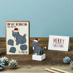 Christmas Cat Pop Out Decoration And Christmas Card by The Pop Out Card Company