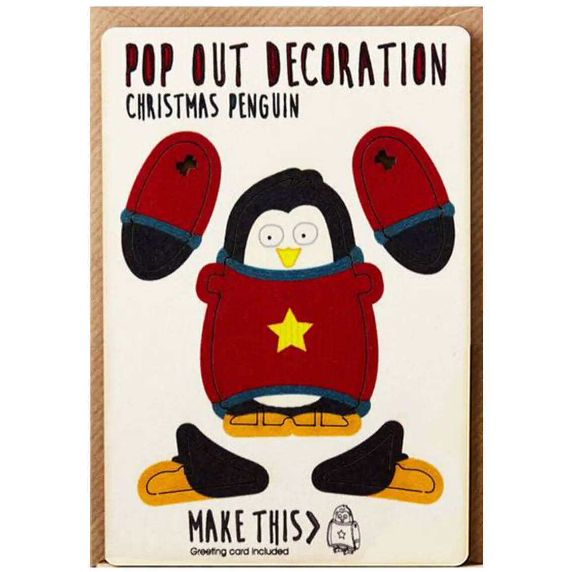Christmas Penguin Pop Out Decoration And Christmas Card by The Pop Out Card Company