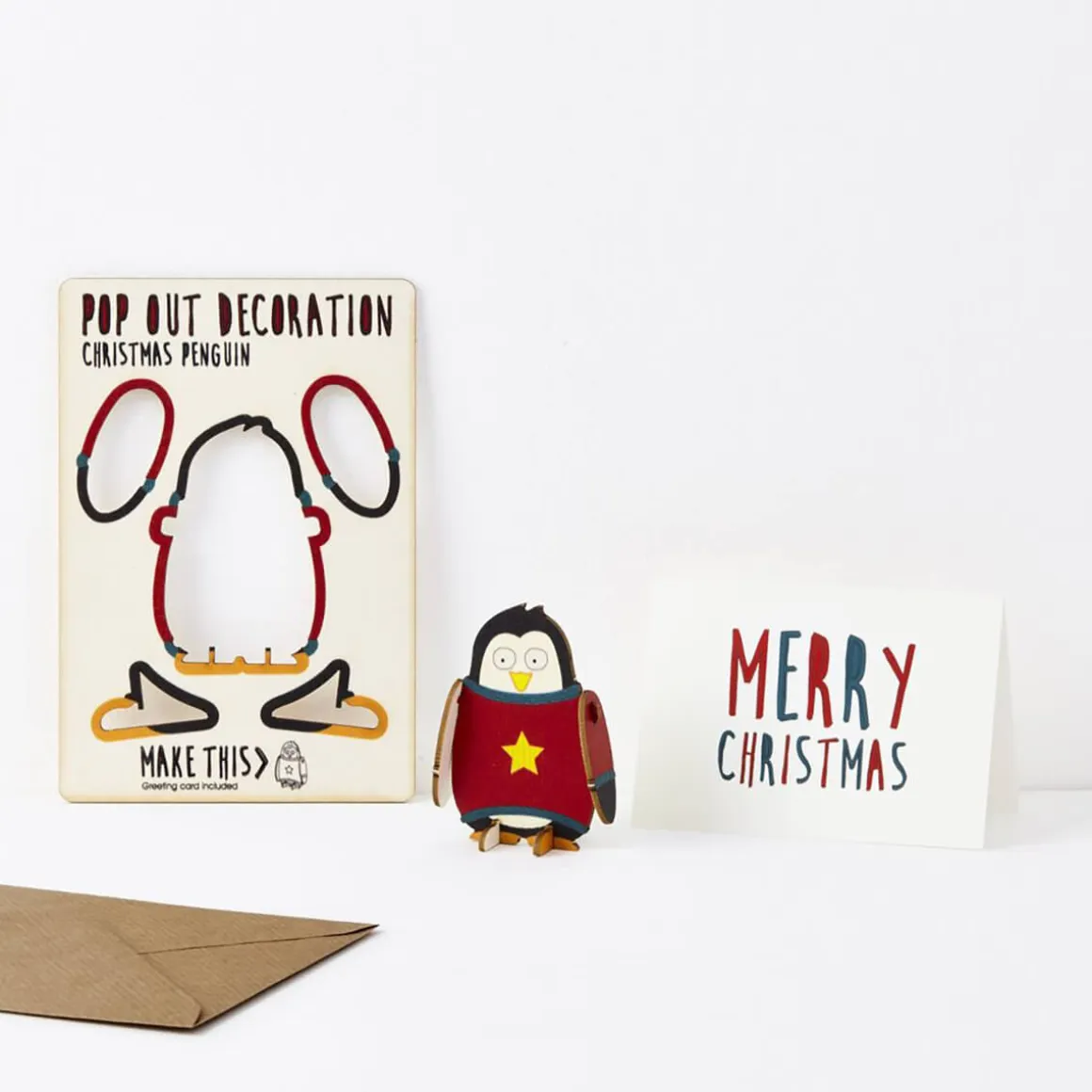 Christmas Penguin Pop Out Decoration And Christmas Card by The Pop Out Card Company