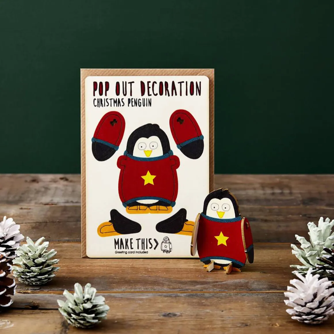 Christmas Penguin Pop Out Decoration And Christmas Card by The Pop Out Card Company