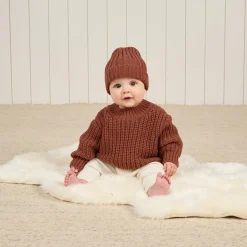 Chunky Knit Sweater in Cranberry by Quincy Mae