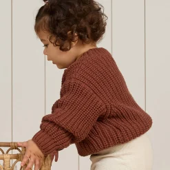 Chunky Knit Sweater in Cranberry by Quincy Mae