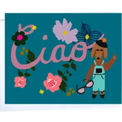 Ciao Dog Greetings Card by Elizabeth Grubaugh