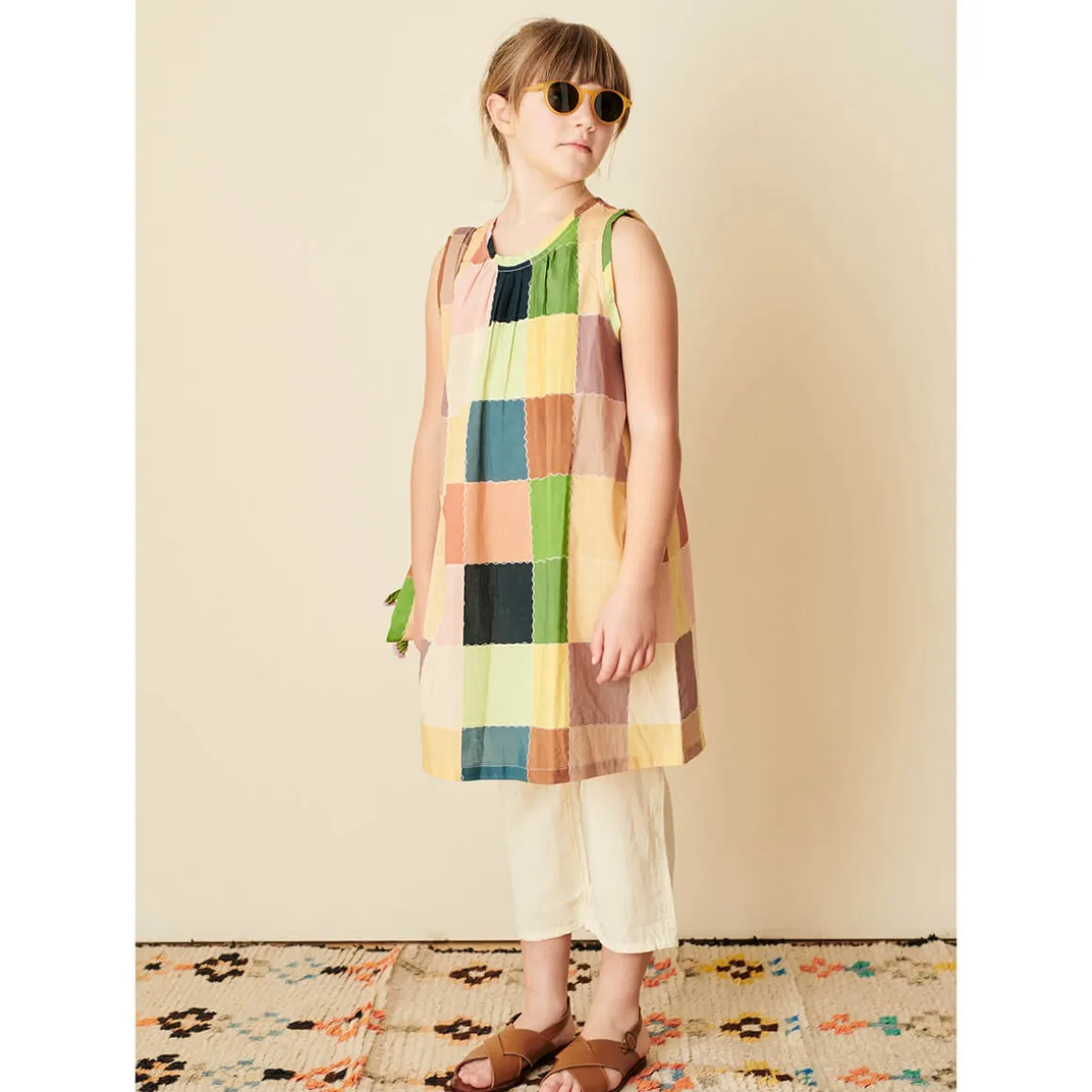 Cicely Dress in Green Multicolour Patchwork by Caramel - Last Ones In Stock - 8-10 Years