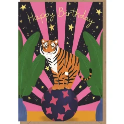 Circus Tiger Birthday Greetings Card by Bex Parkin for Earlybird Designs