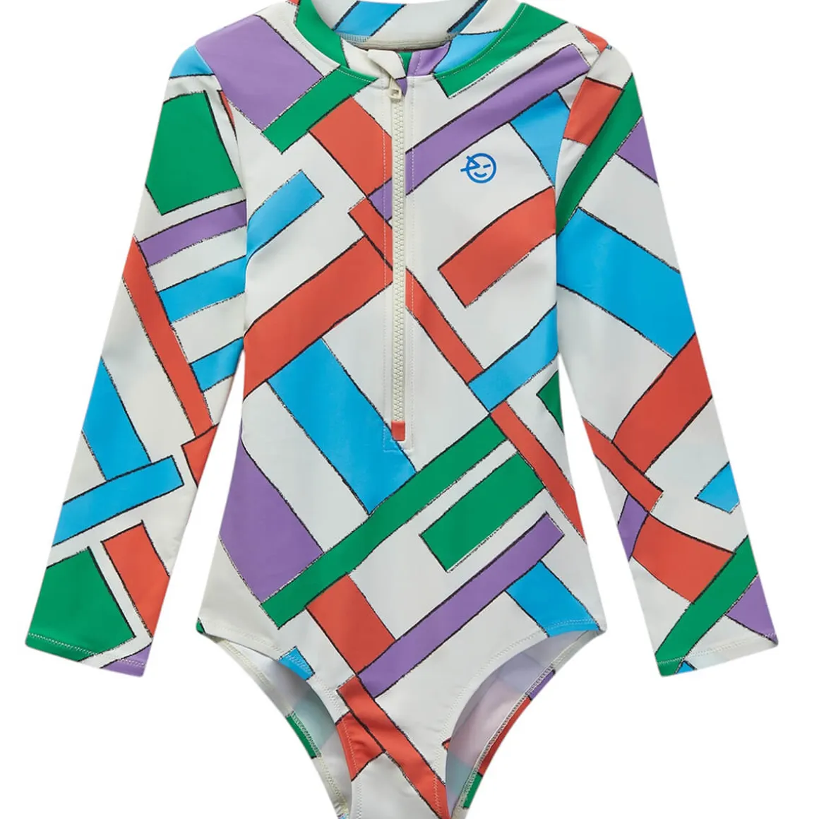 Cloud Sleeve Swimsuit in Kite Check by Wynken