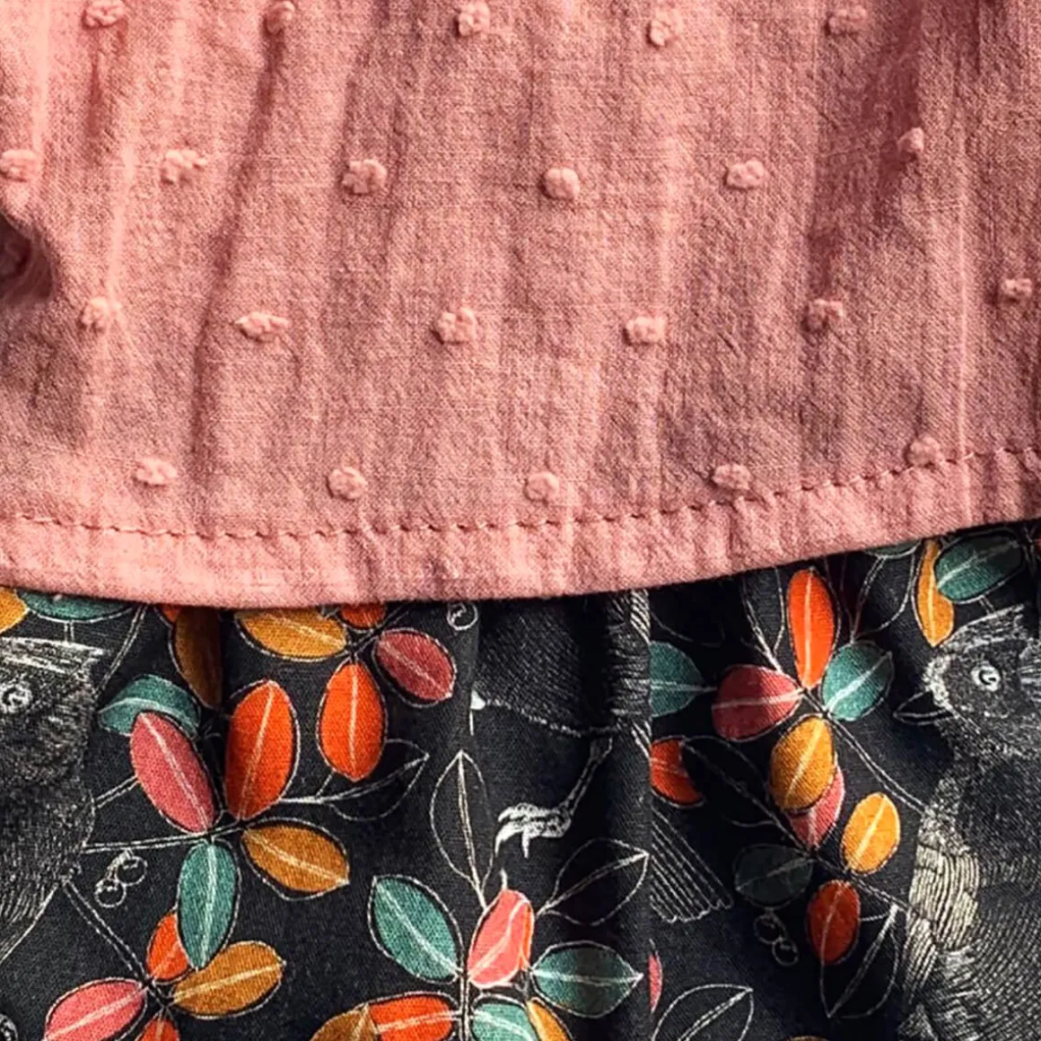Coline Outfit (34cm Doll) in Bird Print / Tea Rose by Minikane