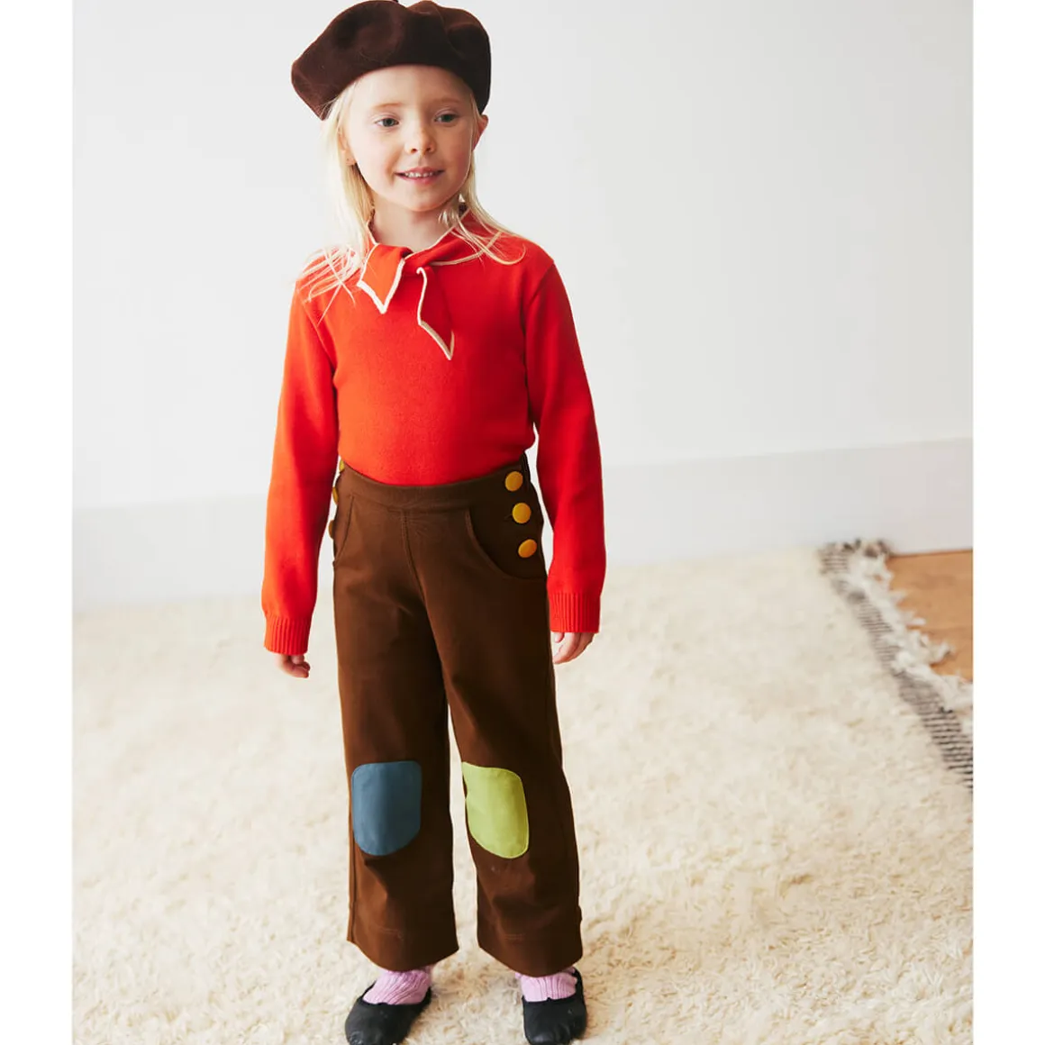 Colour Block Sailor Pant in Nut Brown by Misha & Puff