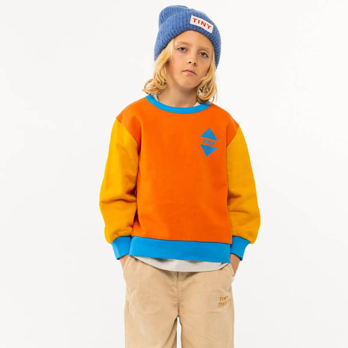 Colour Block Sweatshirt in Brick / Deep Yellow by Tinycottons