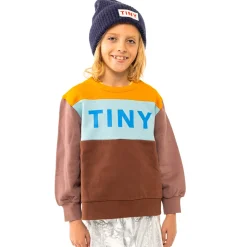 Colour Block Sweatshirt in Mustard / Chocolate by Tinycottons