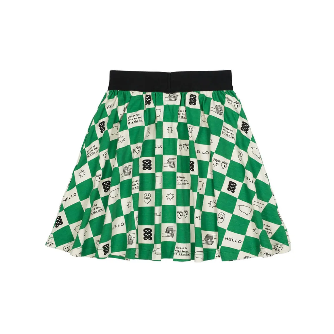 Comic Book Check Circle Skirt in True Green by Beau Loves