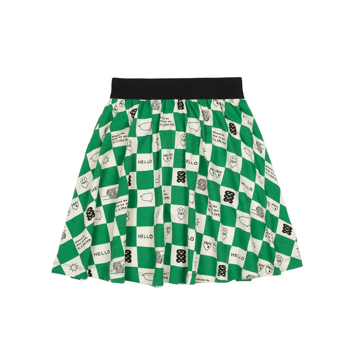 Comic Book Check Circle Skirt in True Green by Beau Loves
