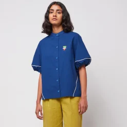 Contrast Trim Puff Sleeve Shirt by Bobo Choses Womenswear