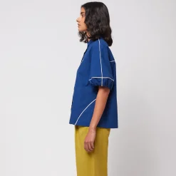 Contrast Trim Puff Sleeve Shirt by Bobo Choses Womenswear