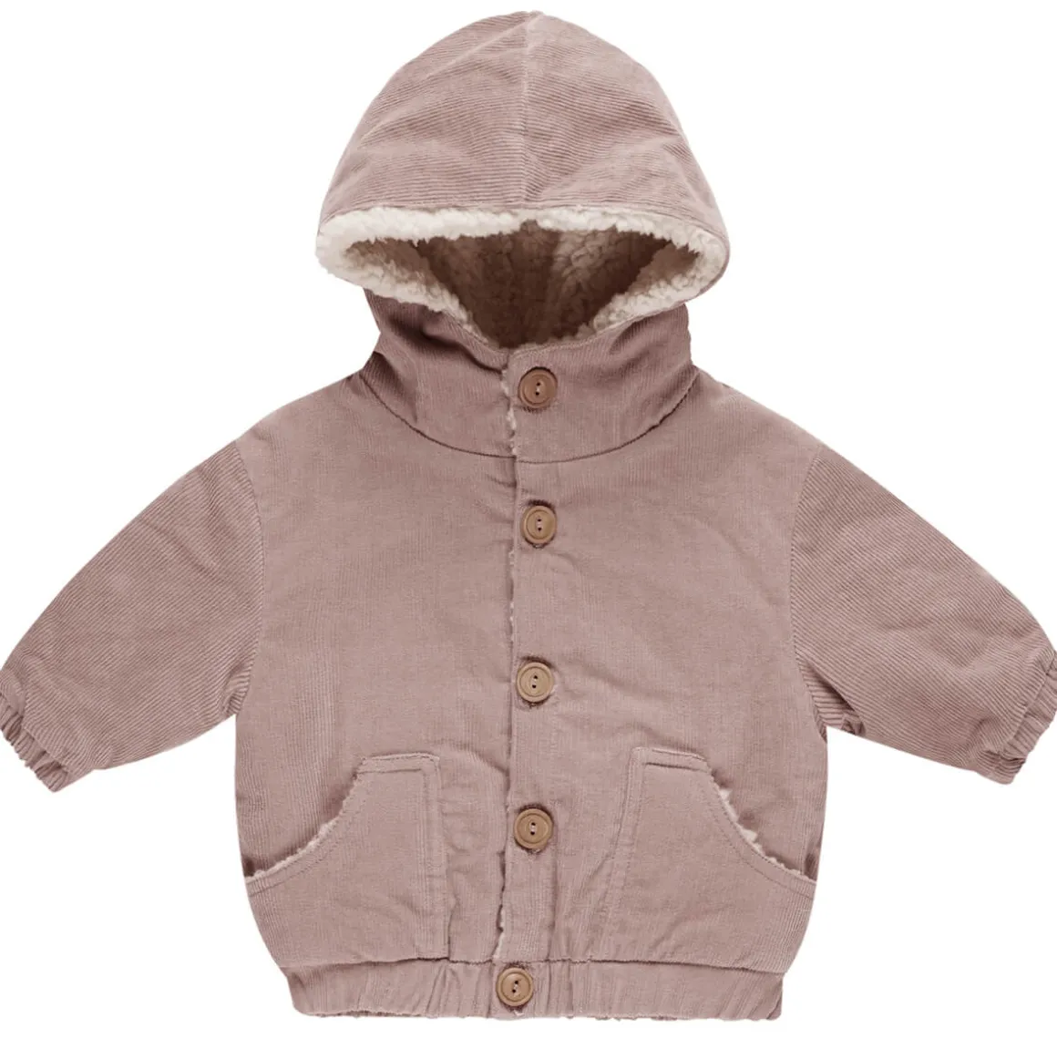 Corduroy Hooded Jacket in Mauve by Quincy Mae