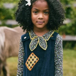 Corduroy Patchwork Freda Dress in Ink by Misha & Puff - Last Ones In Stock - 5-8 Years