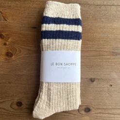 Cottage Varsity Adult Socks in Oatmeal Varsity by Le Bon Shoppe
