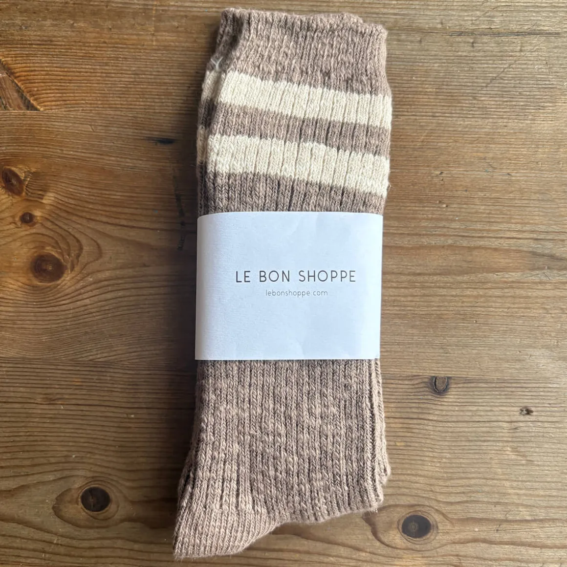Cottage Varsity Adult Socks in Flax Varsity by Le Bon Shoppe