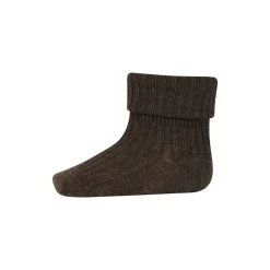 Cotton Rib Ankle Socks in Brown Melange by MP Denmark