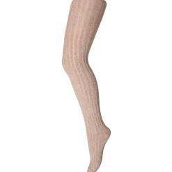 Cotton Rib Tights in Light Brown Melange by MP Denmark