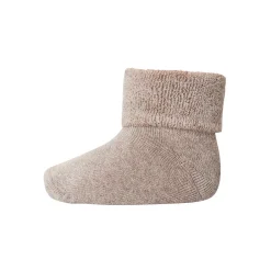 Cotton Terry Baby Ankle Socks in Light Brown Melange by MP Denmark