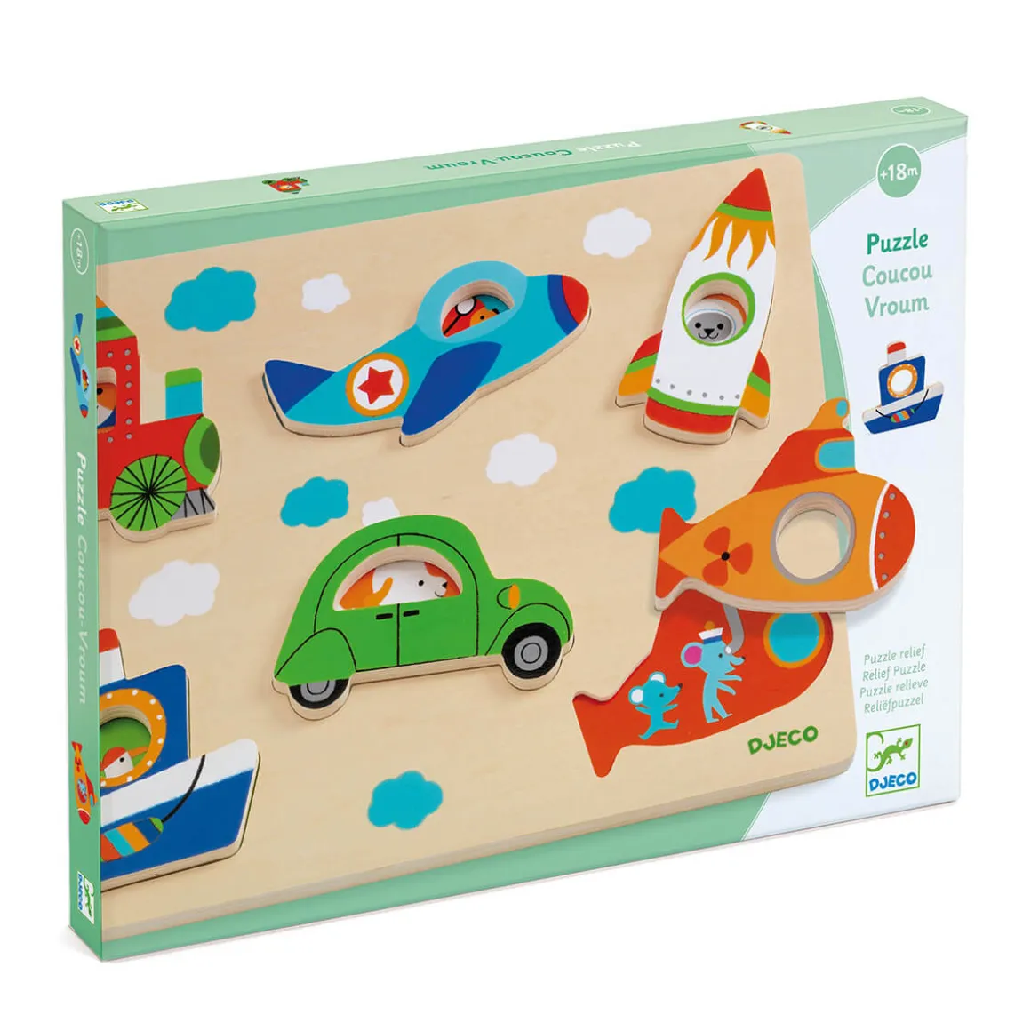 Coucou Vroom Wooden Puzzle by Djeco