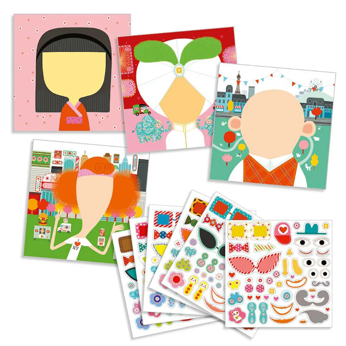 Create With Stickers Different Faces Craft Kit by Djeco