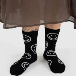 Crew Socks in Black Happy by Baggu