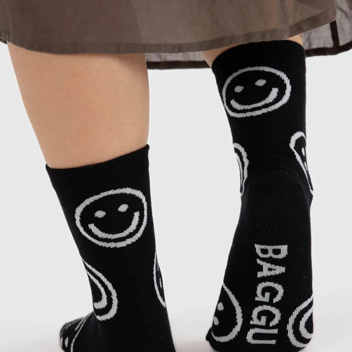 Crew Socks in Black Happy by Baggu