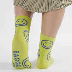 Crew Socks in Citron Happy by Baggu