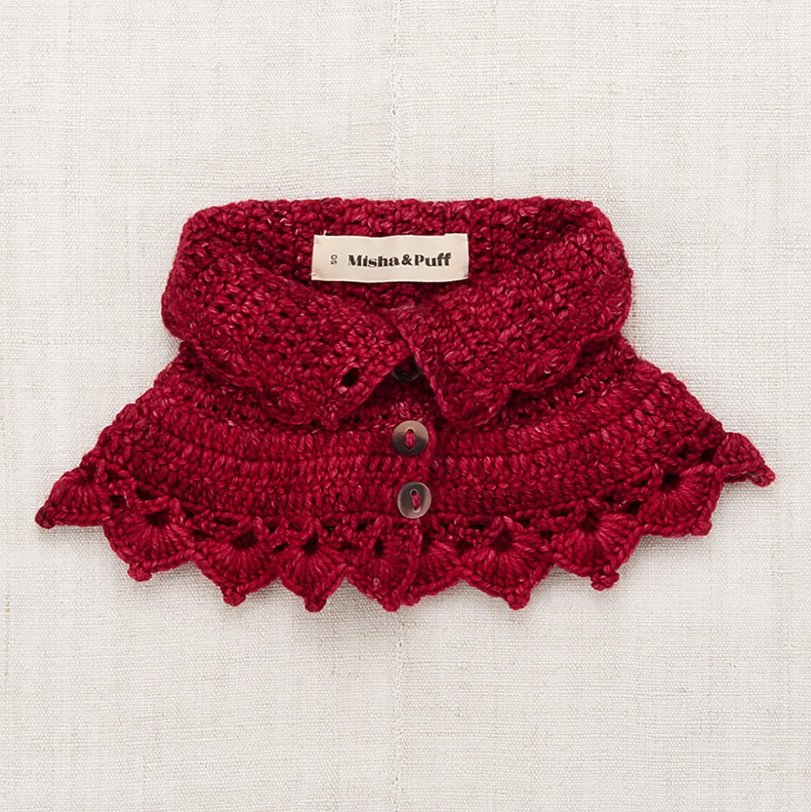 Crochet Button Collar in Berry by Misha & Puff