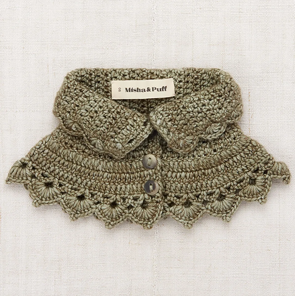 Crochet Button Collar in Seal Gray by Misha & Puff