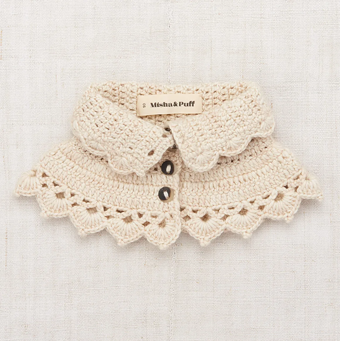 Crochet Button Collar in String by Misha & Puff