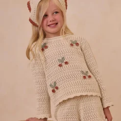 Crochet Knit Pullover in Cherries by Rylee & Cru