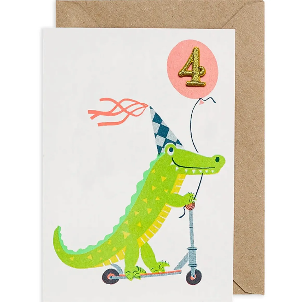 Crocodile Embroidered Age Card by Petra Boase - Age 4