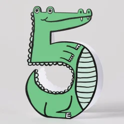 Crocodile 5th Birthday Number Greetings Card by Alice Bowsher for Wrap