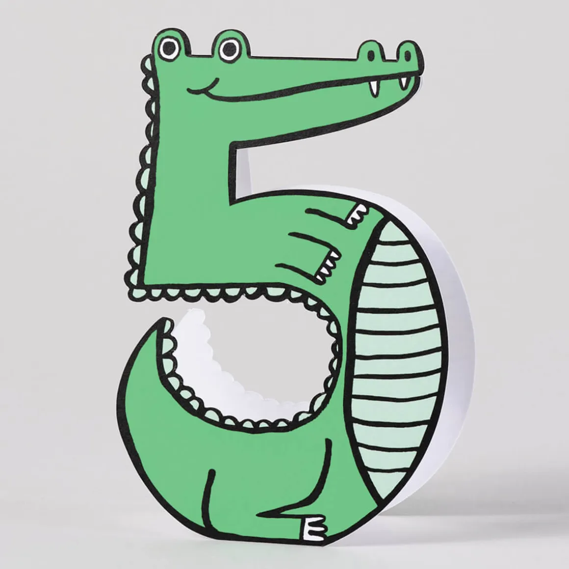 Crocodile 5th Birthday Number Greetings Card by Alice Bowsher for Wrap
