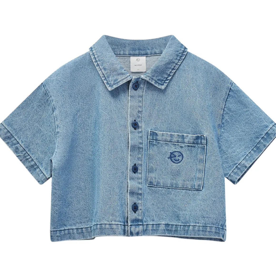 Crop Day Shirt in Mid Bleach Wash by Wynken