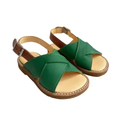 Cross Over Strap Sandals in Grass Green by Angulus
