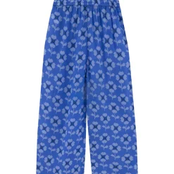 Cross Stitch Flowers Trousers in Ultramarine by The Tiny Big Sister - Last One In Stock - EUR 34 (UK 6)