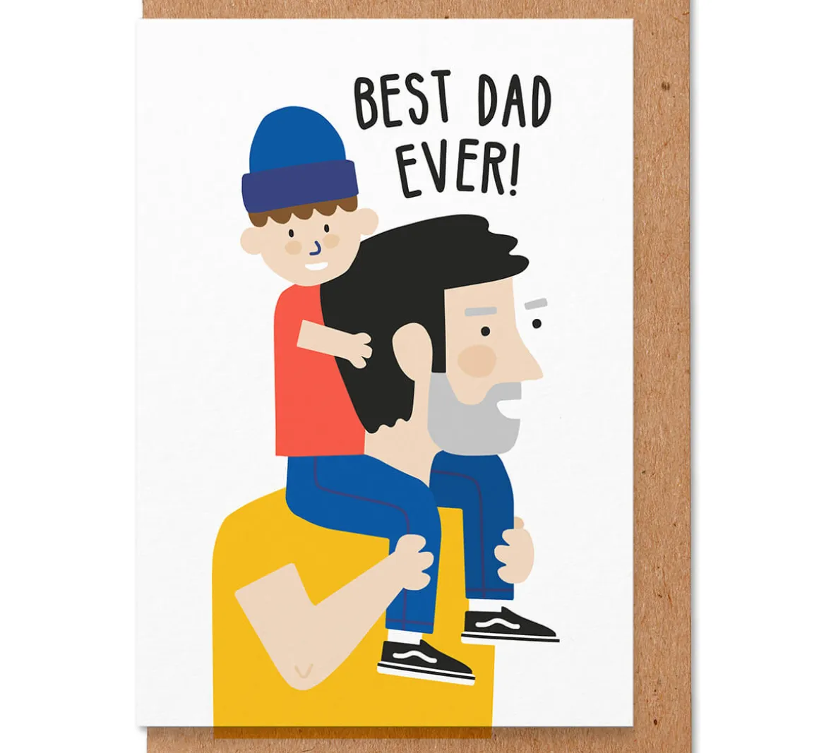 Dad Shoulders Greetings Card by Studio Boketto