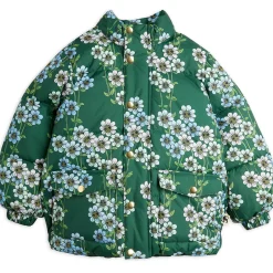 Daisies AOP Hooded Puffer Jacket in Green by Mini Rodini