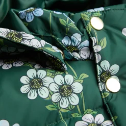 Daisies AOP Hooded Puffer Jacket in Green by Mini Rodini