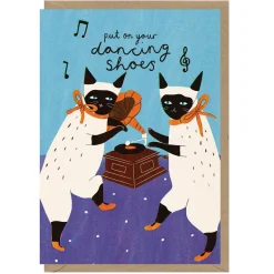 Dancing Shoe Cats Greetings Card by Amy Hodkin for Earlybird Designs