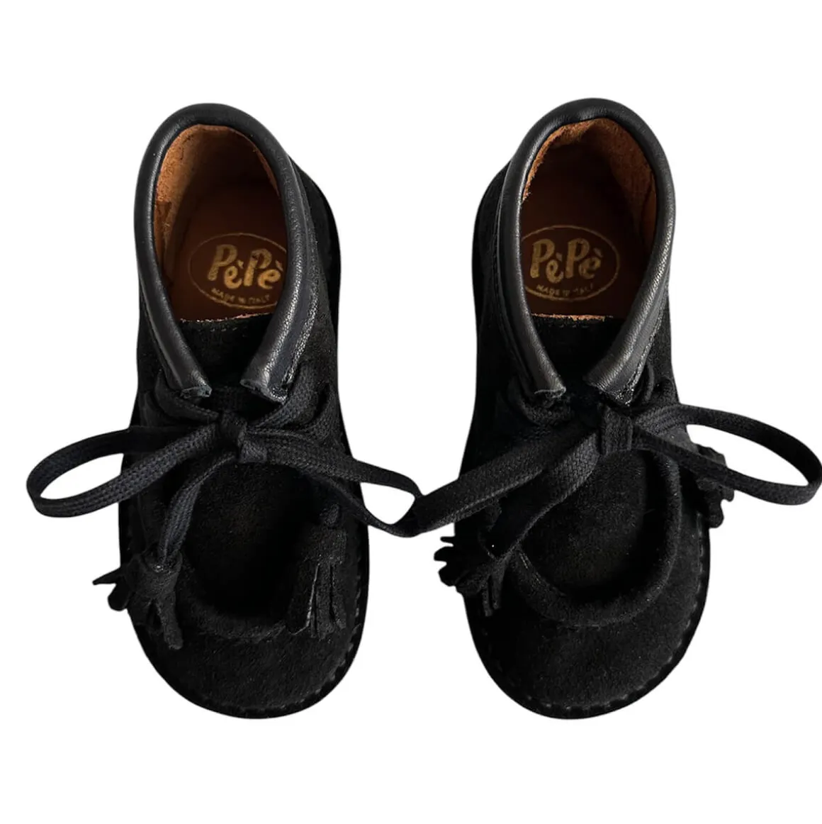 Dani Lace Up Shoes With Tassels in Black Suede by PèPè