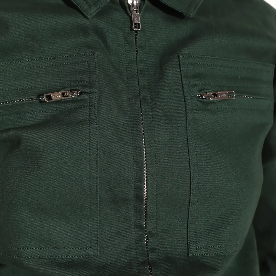 Danny Long Sleeve Stretch Drill Boilersuit in Forest Green by L.F.Markey - Last Ones In Stock - UK 10-12